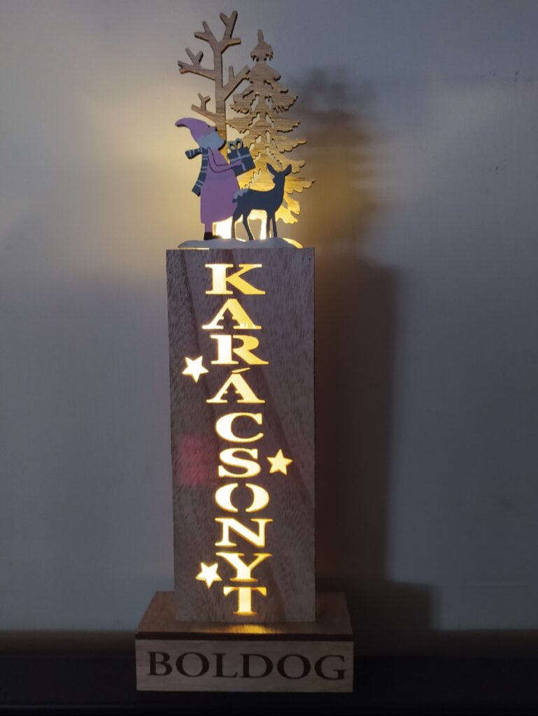 Karácsonyi hosszúkás világítós 3D-s dekoráció Magassága:37 cm